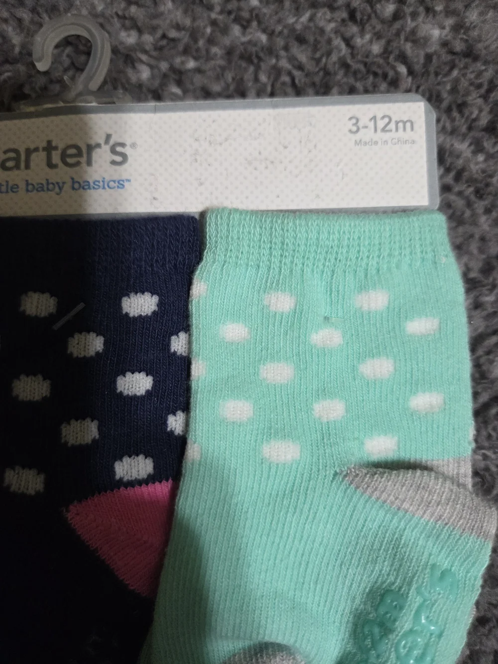 carter's Toddler Polka Dot Non-Slip Socks - Pink, Navy & Mint
